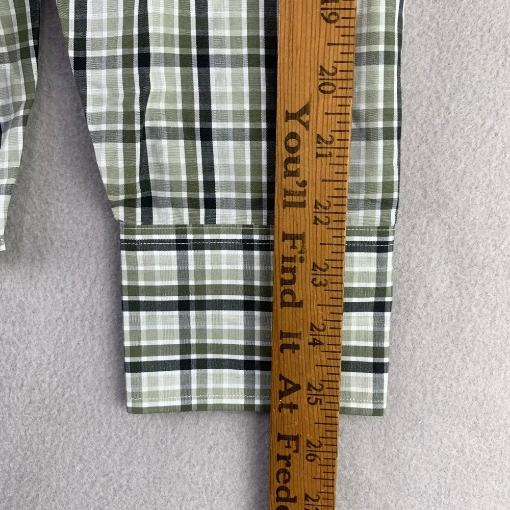 Banana Republic Plaid Western Button Down Men M Green Long Sleeve Shirt NWT